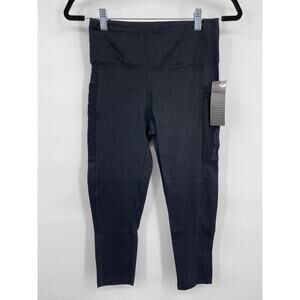 Bebe Sport Black Mesh Pocket Capri Workout Pants Leggings Womens NEW Small